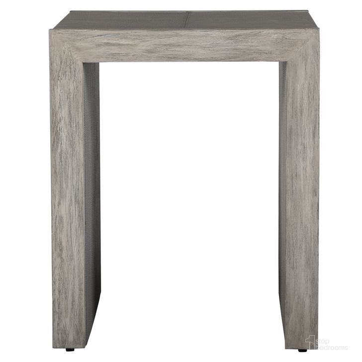 The appearance of Uttermost Aerina Modern Gray End Table designed by Uttermost in the modern / contemporary interior design. This gray piece of furniture  was selected by 1StopBedrooms from Aerina Collection to add a touch of cosiness and style into your home. Sku: 25214. Material: Wood. Product Type: End Table. Image1