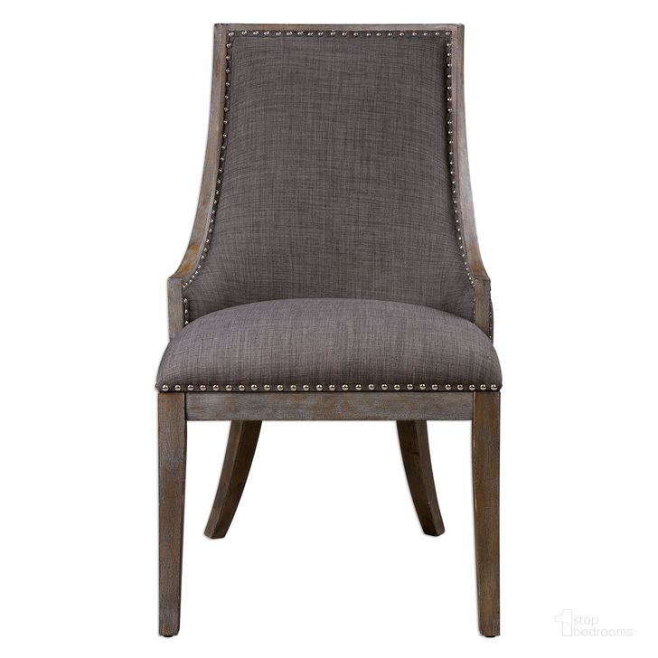 The appearance of Uttermost Aidrian Charcoal Gray Accent Chair designed by Uttermost in the modern / contemporary interior design. This gray piece of furniture  was selected by 1StopBedrooms from Aidrian Collection to add a touch of cosiness and style into your home. Sku: 23305. Material: Wood. Product Type: Accent Chair. Image1