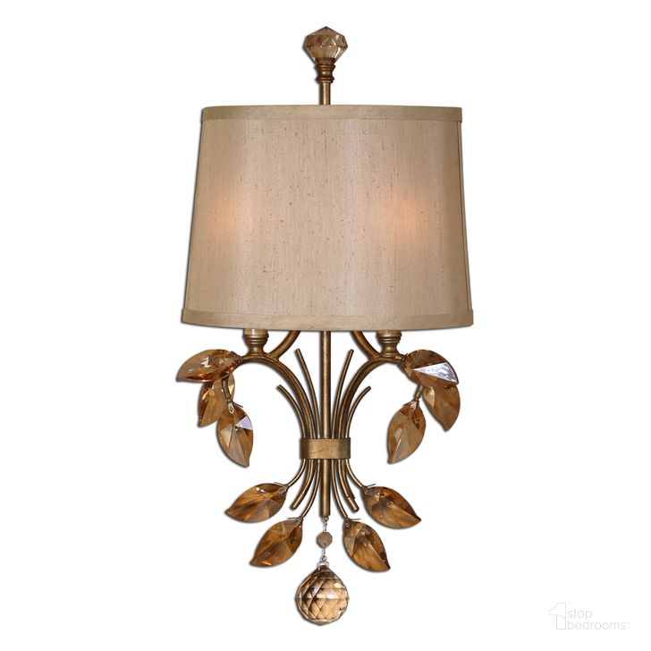 The appearance of Uttermost Alenya 2 Light Gold Wall Sconce designed by Uttermost in the transitional interior design. This gold piece of furniture  was selected by 1StopBedrooms from Alenya Collection to add a touch of cosiness and style into your home. Sku: 22487. Product Type: Wall Sconce. Material: Iron. Image1