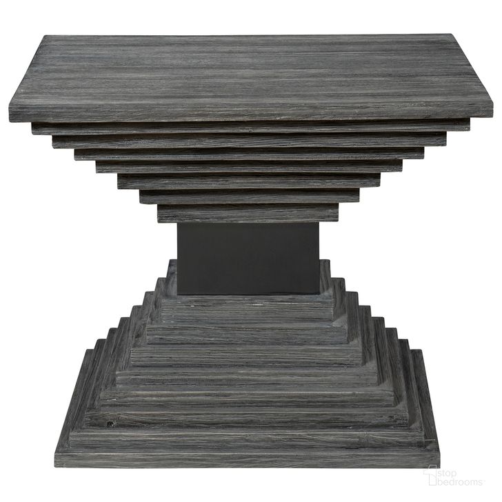 The appearance of Uttermost Andes Wooden Geometric Accent Table designed by Uttermost in the modern / contemporary interior design. This gray piece of furniture  was selected by 1StopBedrooms from Andes Collection to add a touch of cosiness and style into your home. Sku: 25288. Material: Wood. Product Type: Accent Table. Image1