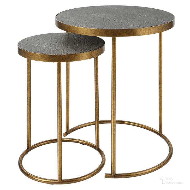 The appearance of Uttermost Aragon Brass Nesting Tables Set Of 2 designed by Uttermost in the modern / contemporary interior design. This brass piece of furniture  was selected by 1StopBedrooms from Aragon Collection to add a touch of cosiness and style into your home. Sku: 25284. Material: Metal. Product Type: Nesting Table. Image1