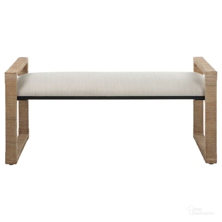 The appearance of Uttermost Areca Coastal Rattan Bench designed by Uttermost in the modern / contemporary interior design. This wood piece of furniture  was selected by 1StopBedrooms from Areca Collection to add a touch of cosiness and style into your home. Sku: 23760. Product Type: Bench. Material: Iron. Image1