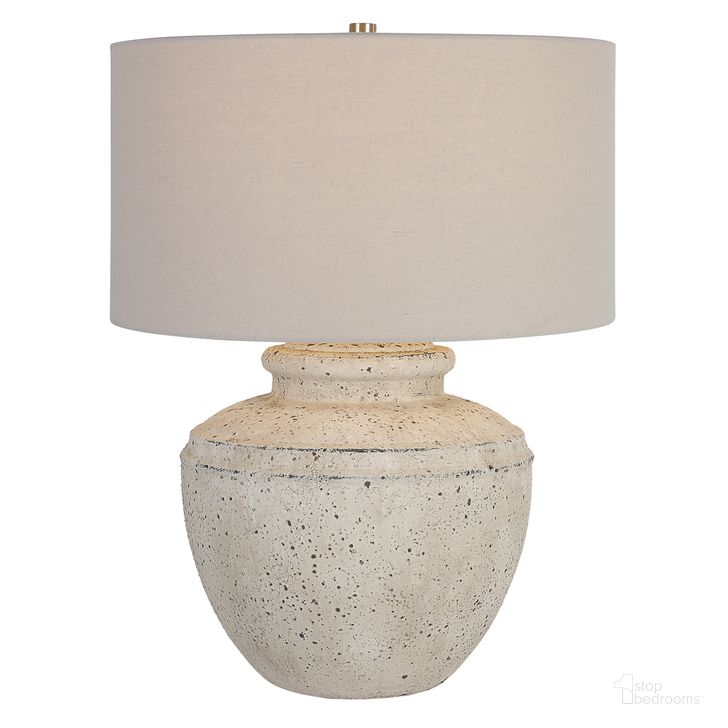 The appearance of Uttermost Artifact Aged Stone Table Lamp designed by Uttermost in the traditional interior design. This light gray piece of furniture  was selected by 1StopBedrooms from Artifact Collection to add a touch of cosiness and style into your home. Sku: 30162-1. Material: Steel. Product Type: Table Lamp. Image1