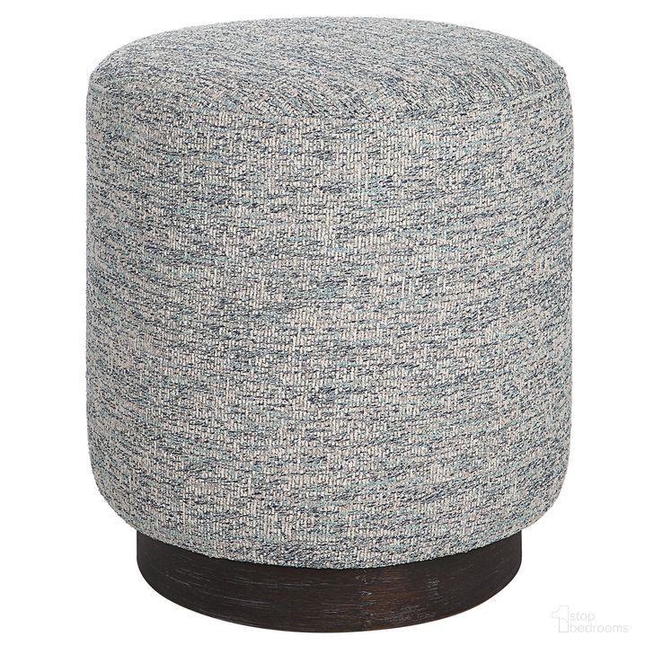 The appearance of Uttermost Avila Tweed Round Ottoman designed by Uttermost in the transitional interior design. This blue and white piece of furniture  was selected by 1StopBedrooms from Avila Collection to add a touch of cosiness and style into your home. Sku: 23731. Product Type: Ottoman. Material: Plywood. Image1