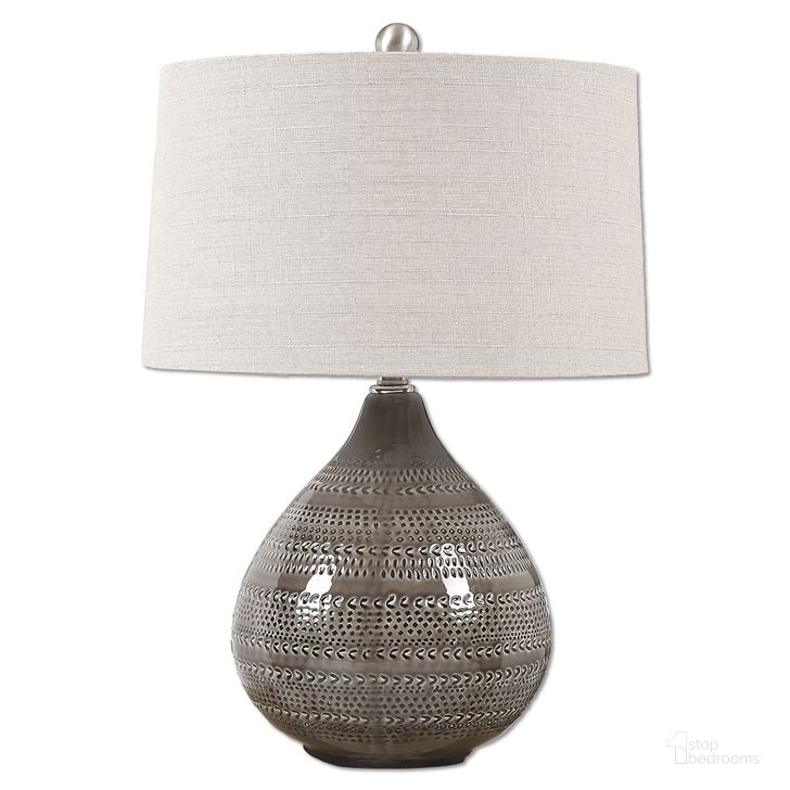 The appearance of Uttermost Batova Smoke Gray Lamp designed by Uttermost in the modern / contemporary interior design. This gray piece of furniture  was selected by 1StopBedrooms from Batova Collection to add a touch of cosiness and style into your home. Sku: 27057-1. Material: Metal. Product Type: Lamp. Image1