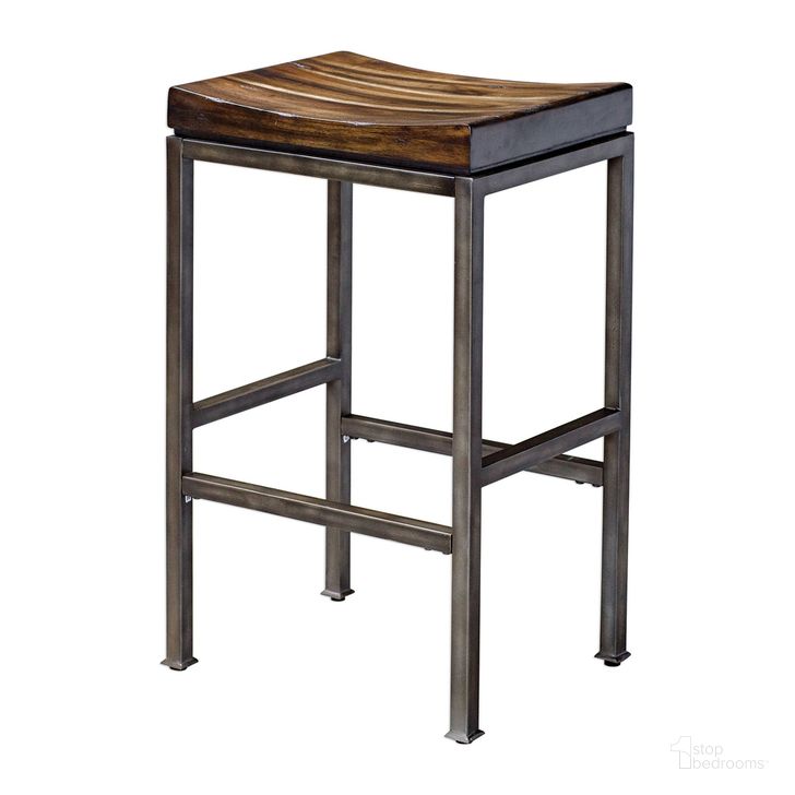 The appearance of Uttermost Beck Industrial Bar Stool designed by Uttermost in the modern / contemporary interior design. This wood piece of furniture  was selected by 1StopBedrooms from Beck Collection to add a touch of cosiness and style into your home. Sku: 25893. Product Type: Barstool. Material: Iron. Image1