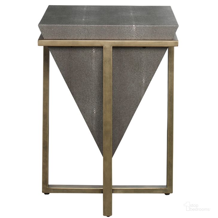 The appearance of Uttermost Bertrand Shagreen Accent Table designed by Uttermost in the modern / contemporary interior design. This gold piece of furniture  was selected by 1StopBedrooms from Bertrand Collection to add a touch of cosiness and style into your home. Sku: 25123. Product Type: Accent Table. Material: MDF. Image1