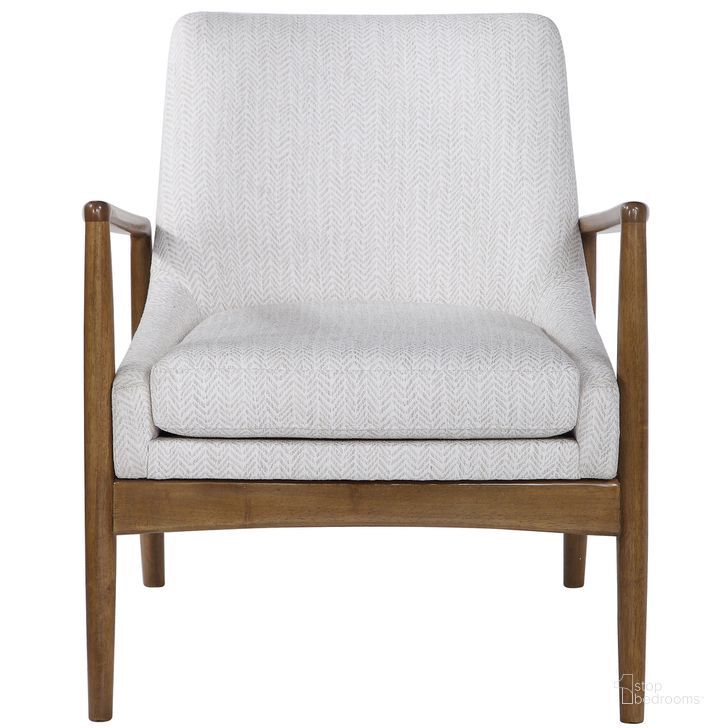 The appearance of Uttermost Bev White Accent Chair designed by Uttermost in the modern / contemporary interior design. This white piece of furniture  was selected by 1StopBedrooms from  to add a touch of cosiness and style into your home. Sku: 23519. Material: Wood. Product Type: Accent Chair. Image1