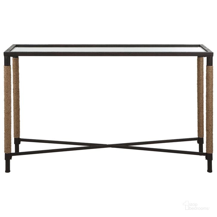 The appearance of Uttermost Braddock Coastal Console Table designed by Uttermost in the transitional interior design. This rustic piece of furniture  was selected by 1StopBedrooms from Braddock Collection to add a touch of cosiness and style into your home. Sku: 22880. Product Type: Console Table. Material: Iron. Image1