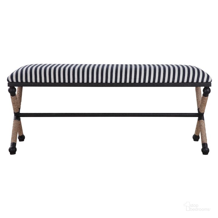 The appearance of Uttermost Braddock Striped Bench designed by Uttermost in the transitional interior design. This black piece of furniture  was selected by 1StopBedrooms from Braddock Collection to add a touch of cosiness and style into your home. Sku: 23527. Product Type: Bench. Material: MDF. Image1
