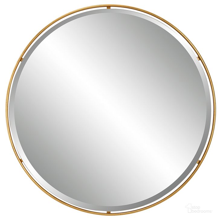 The appearance of Uttermost Canillo Gold Round Mirror designed by Uttermost in the modern / contemporary interior design. This gold piece of furniture  was selected by 1StopBedrooms from Canillo Collection to add a touch of cosiness and style into your home. Sku: 09832. Material: MDF. Product Type: Accent Mirror. Image1