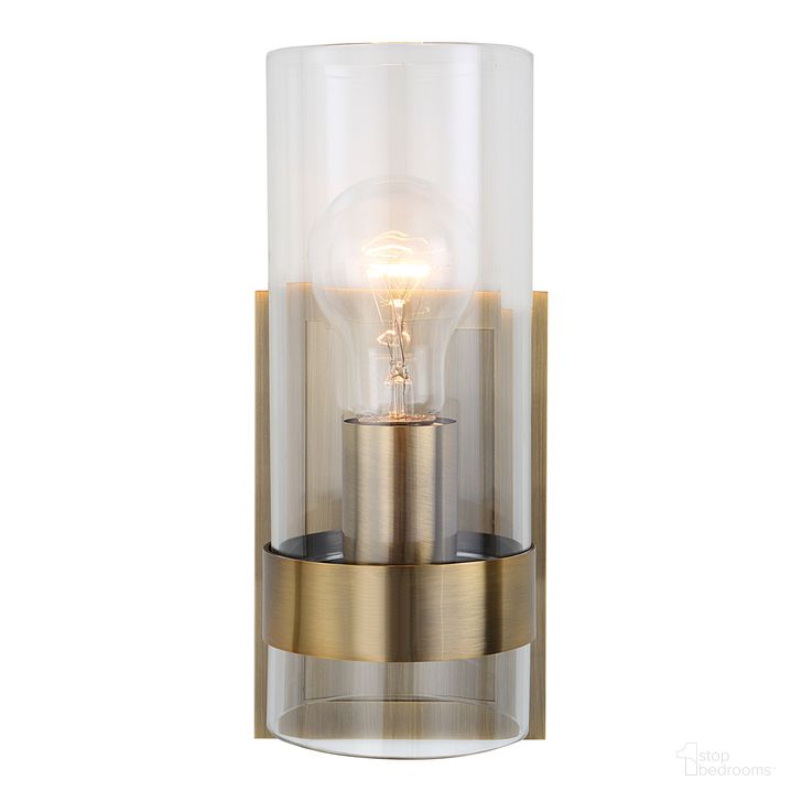The appearance of Uttermost Cardiff Antique Brass 1 Light Cylinder Sconce designed by Uttermost in the modern / contemporary interior design. This antique brass piece of furniture  was selected by 1StopBedrooms from Cardiff Collection to add a touch of cosiness and style into your home. Sku: 22549. Material: Steel. Product Type: Wall Sconce. Image1