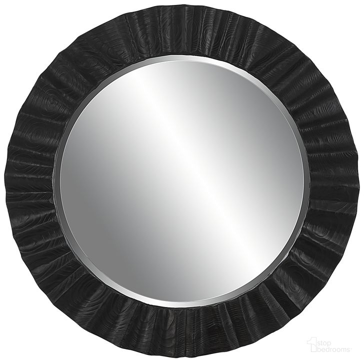 The appearance of Uttermost Caribou Dark Espresso Round Mirror designed by Uttermost in the transitional interior design. This espresso piece of furniture  was selected by 1StopBedrooms from Caribou Collection to add a touch of cosiness and style into your home. Sku: 09798. Material: MDF. Product Type: Accent Mirror. Image1
