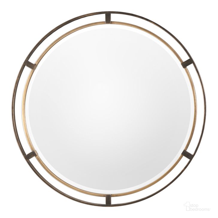 The appearance of Uttermost Carrizo Bronze Round Mirror designed by Uttermost in the modern / contemporary interior design. This bronze piece of furniture  was selected by 1StopBedrooms from Carrizo Collection to add a touch of cosiness and style into your home. Sku: 09332. Product Type: Mirror. Material: MDF. Image1