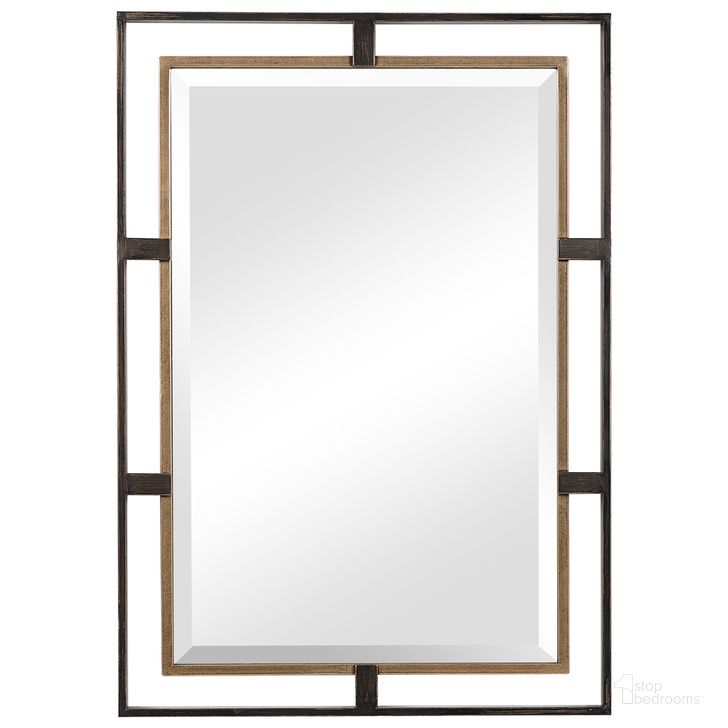 The appearance of Uttermost Carrizo Gold And Bronze Rectangle Mirror designed by Uttermost in the transitional interior design. This gold piece of furniture  was selected by 1StopBedrooms from Carrizo Collection to add a touch of cosiness and style into your home. Sku: 09711. Product Type: Mirror. Material: MDF. Image1
