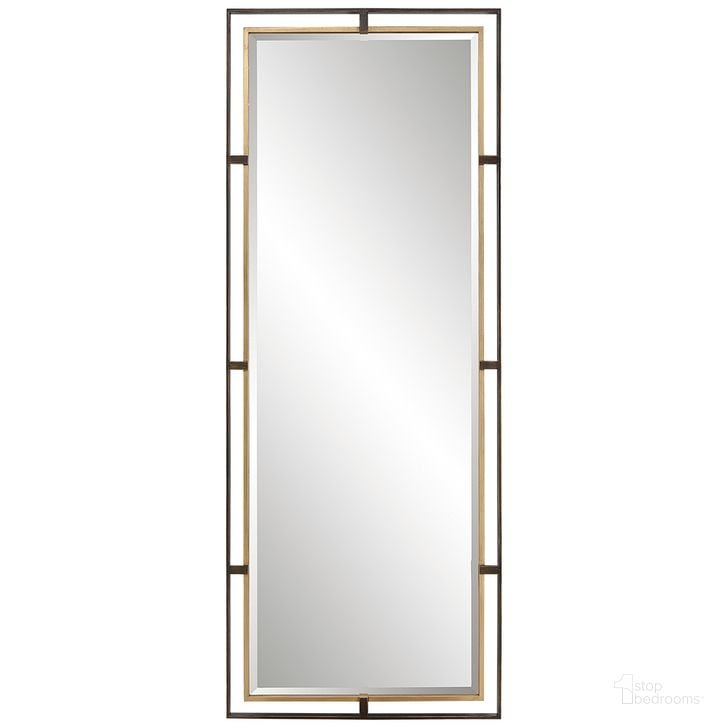 The appearance of Uttermost Carrizo Tall Bronze And Gold Mirror designed by Uttermost in the transitional interior design. This gold piece of furniture  was selected by 1StopBedrooms from Carrizo Collection to add a touch of cosiness and style into your home. Sku: 09776. Material: MDF. Product Type: Accent Mirror. Image1