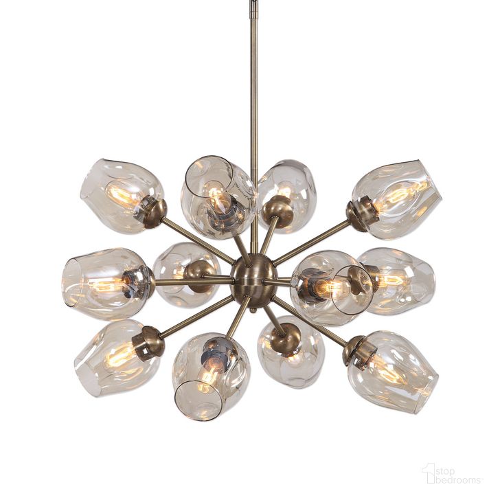The appearance of Uttermost Chet 12 Light Sputnik Chandelier designed by Uttermost in the modern / contemporary interior design. This brass piece of furniture  was selected by 1StopBedrooms from  to add a touch of cosiness and style into your home. Sku: 21325. Material: Glass. Product Type: Chandelier. Image1