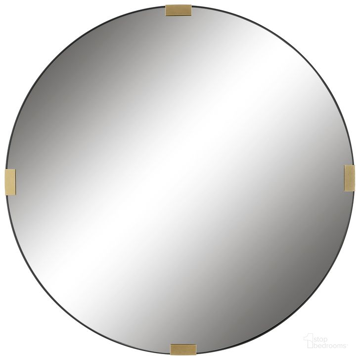 The appearance of Uttermost Clip Modern Round Mirror designed by Uttermost in the modern / contemporary interior design. This black piece of furniture  was selected by 1StopBedrooms from Clip Collection to add a touch of cosiness and style into your home. Sku: 09882. Product Type: Accent Mirror. Material: Iron. Image1