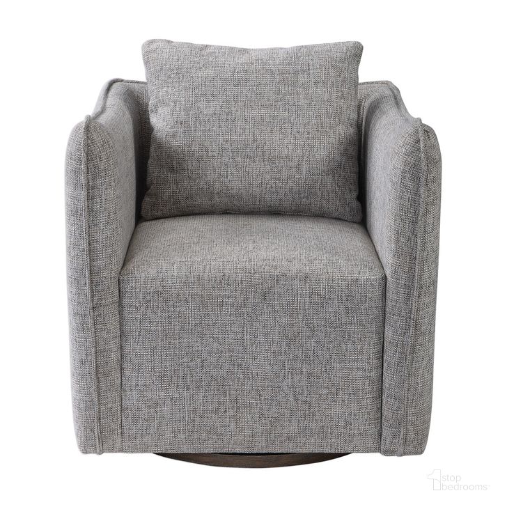 The appearance of Uttermost Corben Gray Swivel Chair designed by Uttermost in the modern / contemporary interior design. This gray piece of furniture  was selected by 1StopBedrooms from  to add a touch of cosiness and style into your home. Sku: 23492. Product Type: Swivel Chair. Material: MDF. Image1