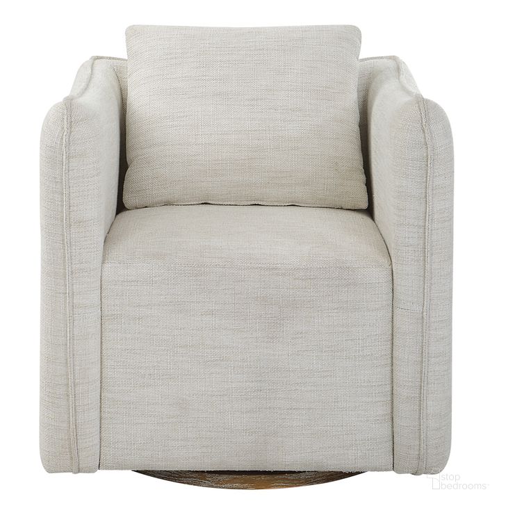 The appearance of Uttermost Corben White Swivel Armchair designed by Uttermost in the traditional interior design. This white piece of furniture  was selected by 1StopBedrooms from Corben Collection to add a touch of cosiness and style into your home. Sku: 23729. Product Type: Arm Chair. Material: Plywood. Image1