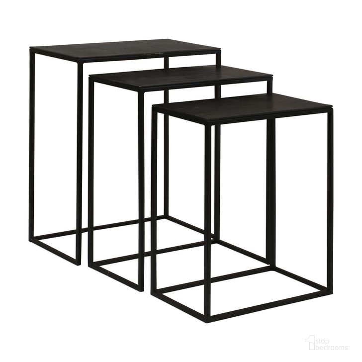 The appearance of Uttermost Coreene Iron Nesting Tables Set Of 3 designed by Uttermost in the modern / contemporary interior design. This bronze piece of furniture  was selected by 1StopBedrooms from Coreene Collection to add a touch of cosiness and style into your home. Sku: 25040. Product Type: Nesting Table. Material: Iron. Image1