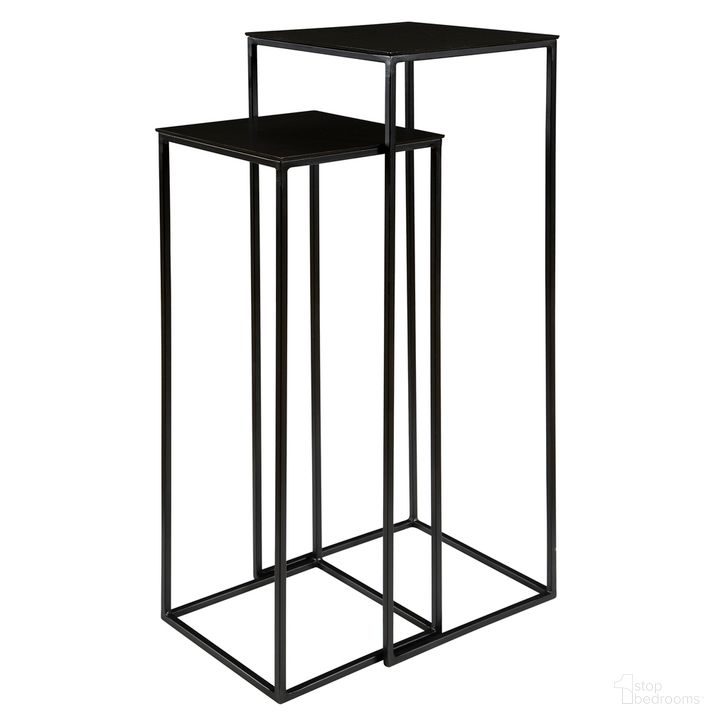The appearance of Uttermost Coreene Nesting Pedestal Tables Set Of 2 designed by Uttermost in the modern / contemporary interior design. This black piece of furniture  was selected by 1StopBedrooms from Coreene Collection to add a touch of cosiness and style into your home. Sku: 25121. Product Type: Pedestal Table. Material: Iron. Table Top Shape: Free Form. Size: 14". Image1