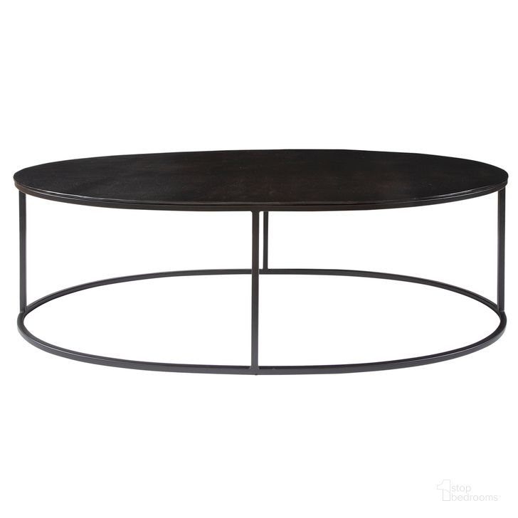 The appearance of Uttermost Coreene Oval Coffee Table designed by Uttermost in the modern / contemporary interior design. This black piece of furniture  was selected by 1StopBedrooms from Coreene Collection to add a touch of cosiness and style into your home. Sku: 25152. Product Type: Coffee Table. Material: Iron. Image1