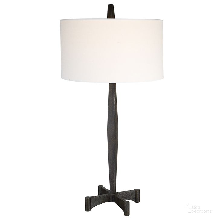 The appearance of Uttermost Counteract Rust Metal Table Lamp designed by Uttermost in the transitional interior design. This black piece of furniture  was selected by 1StopBedrooms from Counteract Collection to add a touch of cosiness and style into your home. Sku: 30157-1. Material: Metal. Product Type: Table Lamp. Image1