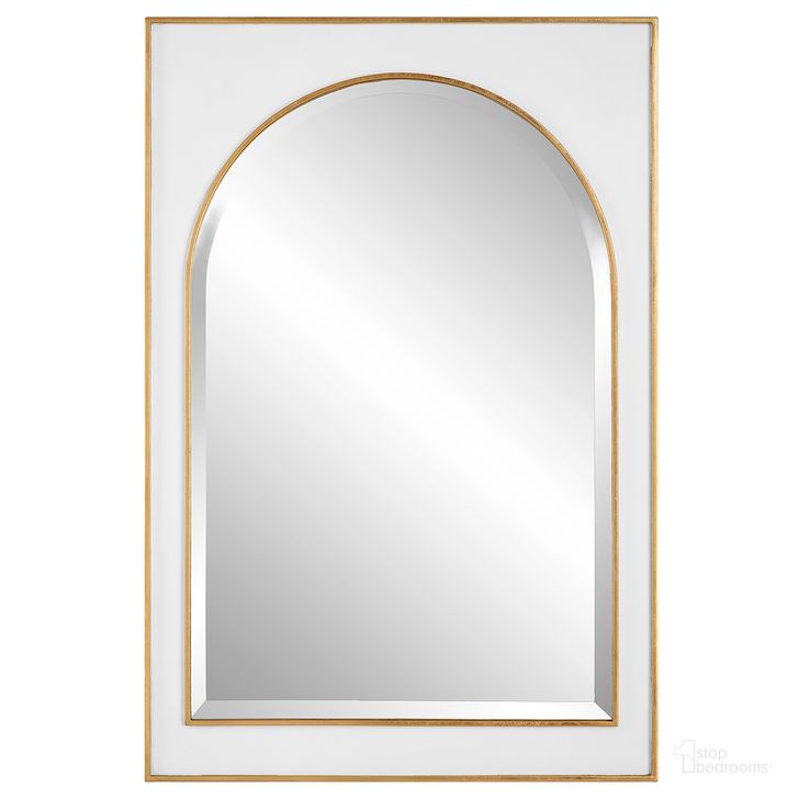 The appearance of Uttermost Crisanta Gloss White Arch Mirror designed by Uttermost in the traditional interior design. This white piece of furniture  was selected by 1StopBedrooms from Crisanta Collection to add a touch of cosiness and style into your home. Sku: 09916. Product Type: Accent Mirror. Material: Iron. Image1