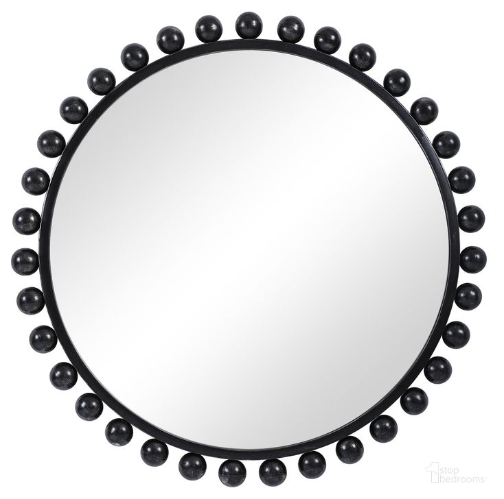 The appearance of Uttermost Cyra Black Round Mirror designed by Uttermost in the transitional interior design. This black piece of furniture  was selected by 1StopBedrooms from Cyra Collection to add a touch of cosiness and style into your home. Sku: 09694. Product Type: Mirror. Material: MDF. Image1