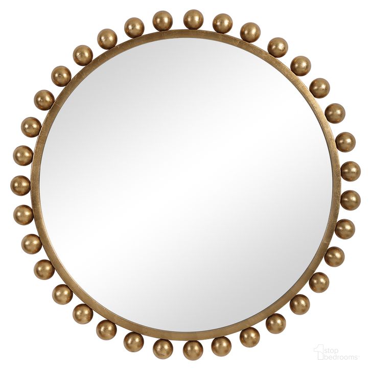 The appearance of Uttermost Cyra Gold Round Mirror designed by Uttermost in the traditional interior design. This gold piece of furniture  was selected by 1StopBedrooms from Cyra Collection to add a touch of cosiness and style into your home. Sku: 09695. Product Type: Mirror. Material: MDF. Image1