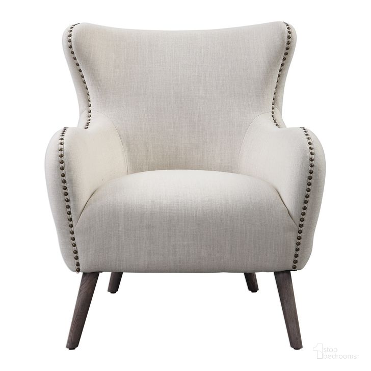 The appearance of Uttermost Donya Cream Accent Chair designed by Uttermost in the modern / contemporary interior design. This cream piece of furniture  was selected by 1StopBedrooms from  to add a touch of cosiness and style into your home. Sku: 23500. Material: Wood. Product Type: Accent Chair. Image1