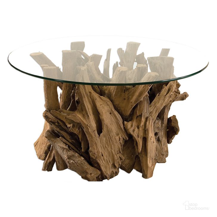 The appearance of Uttermost Driftwood Glass Top Cocktail Table designed by Uttermost in the transitional interior design. This wood piece of furniture  was selected by 1StopBedrooms from Driftwood Collection to add a touch of cosiness and style into your home. Sku: 25519. Material: Wood. Product Type: Cocktail Table. Image1