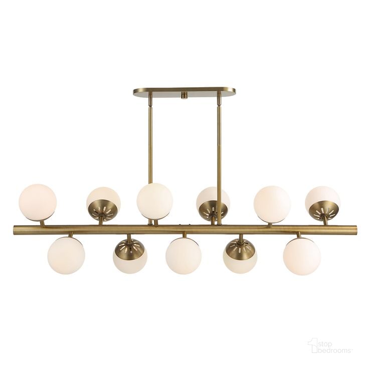The appearance of Uttermost Droplet 11 Light Linear Chandelier designed by Uttermost in the modern / contemporary interior design. This antique brass piece of furniture  was selected by 1StopBedrooms from Droplet Collection to add a touch of cosiness and style into your home. Sku: 21358. Product Type: Chandelier. Material: Metal/Glass. Image1
