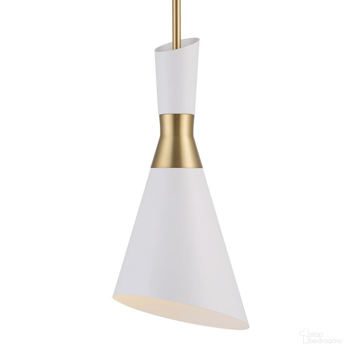 The appearance of Uttermost Eames 1 Light Modern Mini Pendant designed by Uttermost in the modern / contemporary interior design. This brass piece of furniture  was selected by 1StopBedrooms from Eames Collection to add a touch of cosiness and style into your home. Sku: 21560. Material: Aluminum. Product Type: Pendant Lighting. Image1
