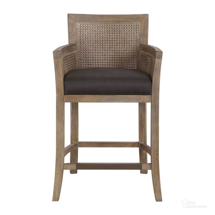 The appearance of Uttermost Encore Counter Stool designed by Uttermost in the transitional interior design. This gray piece of furniture  was selected by 1StopBedrooms from Encore Collection to add a touch of cosiness and style into your home. Sku: 23466. Material: Metal. Product Type: Barstool. Image1