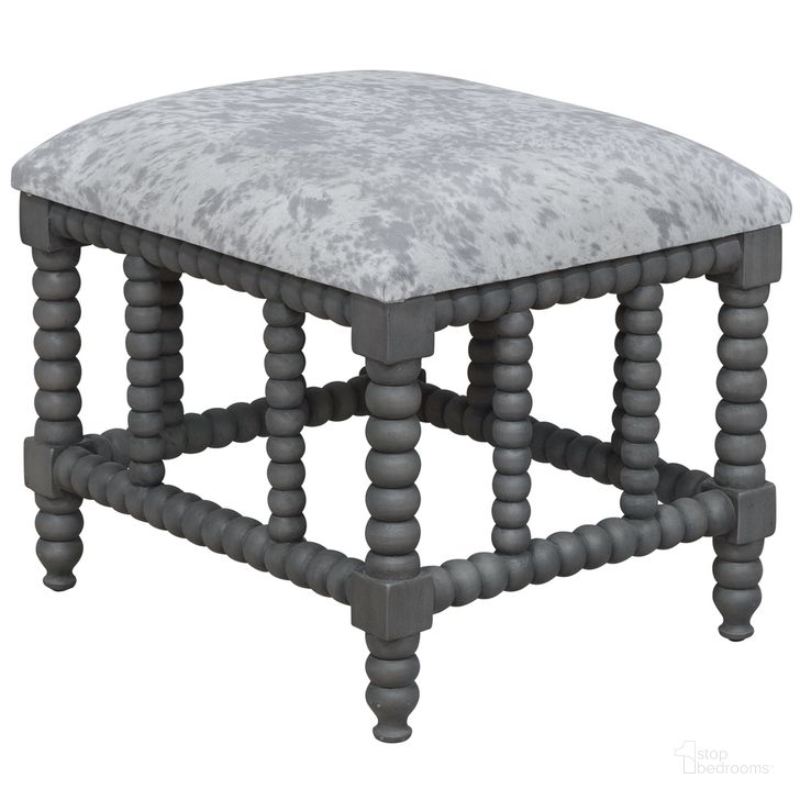 The appearance of Uttermost Estes Faux Cow Hide Small Bench designed by Uttermost in the transitional interior design. This gray piece of furniture  was selected by 1StopBedrooms from Estes Collection to add a touch of cosiness and style into your home. Sku: 23568. Material: Wood. Product Type: Bench. Image1