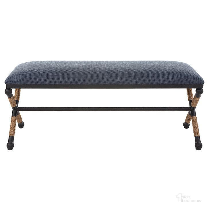 The appearance of Uttermost Firth Rustic Navy Bench designed by Uttermost in the coastal interior design. This rustic piece of furniture  was selected by 1StopBedrooms from Firth Collection to add a touch of cosiness and style into your home. Sku: 23713. Product Type: Bench. Material: MDF. Image1