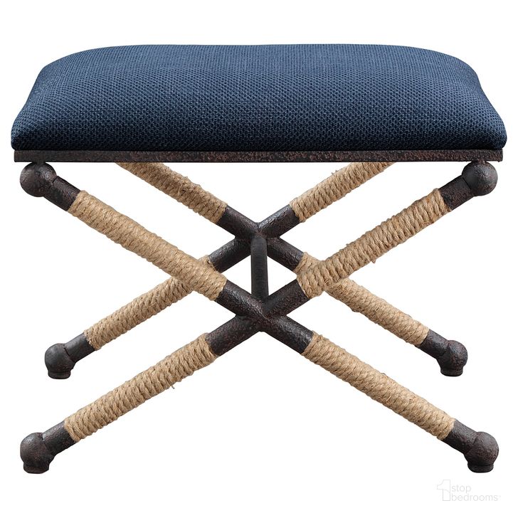 The appearance of Uttermost Firth Small Navy Fabric Bench designed by Uttermost in the transitional interior design. This navy piece of furniture  was selected by 1StopBedrooms from Firth Collection to add a touch of cosiness and style into your home. Sku: 23598. Product Type: Bench. Material: MDF. Image1
