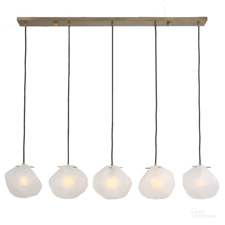 The appearance of Uttermost Geodesic 5 Light Linear Pendant designed by Uttermost in the modern / contemporary interior design. This antique brass piece of furniture  was selected by 1StopBedrooms from Geodesic Collection to add a touch of cosiness and style into your home. Sku: 21577. Product Type: Pendant Lighting. Material: Metal/Glass. Image1