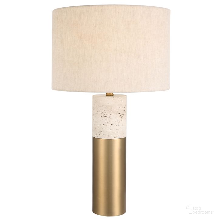 The appearance of Uttermost Gravitas Elegant Brass and Stone Lamp designed by Uttermost in the modern / contemporary interior design. This brass piece of furniture  was selected by 1StopBedrooms from Gravitas Collection to add a touch of cosiness and style into your home. Sku: 30201-1. Product Type: Lamp. Material: Iron. Image1