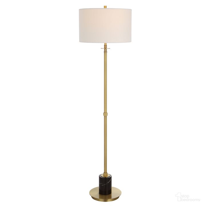 The appearance of Uttermost Guard Brass Floor Lamp designed by Uttermost in the transitional interior design. This brass piece of furniture  was selected by 1StopBedrooms from Guard Collection to add a touch of cosiness and style into your home. Sku: 30137-1. Product Type: Floor Lamp. Material: Iron. Image1