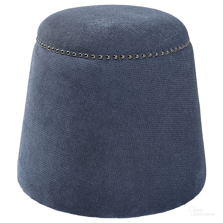 The appearance of Uttermost Gumdrop Denim Ottoman designed by Uttermost in the transitional interior design. This denim piece of furniture  was selected by 1StopBedrooms from Gumdrop Collection to add a touch of cosiness and style into your home. Sku: 23708. Product Type: Ottoman. Material: Plywood. Image1