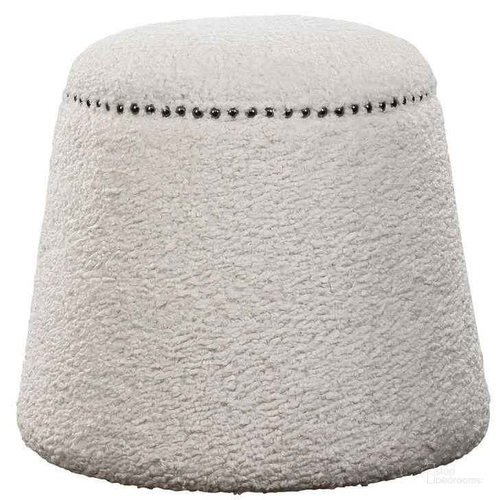 The appearance of Uttermost Gumdrop White Ottoman designed by Uttermost in the modern / contemporary interior design. This white piece of furniture  was selected by 1StopBedrooms from Gumdrop Collection to add a touch of cosiness and style into your home. Sku: 23574. Material: Wood. Product Type: Ottoman. Image1