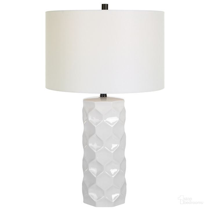 The appearance of Uttermost Honeycomb White Table Lamp designed by Uttermost in the modern / contemporary interior design. This white piece of furniture  was selected by 1StopBedrooms from Honeycomb Collection to add a touch of cosiness and style into your home. Sku: 30181-1. Product Type: Table Lamp. Material: Iron. Image1