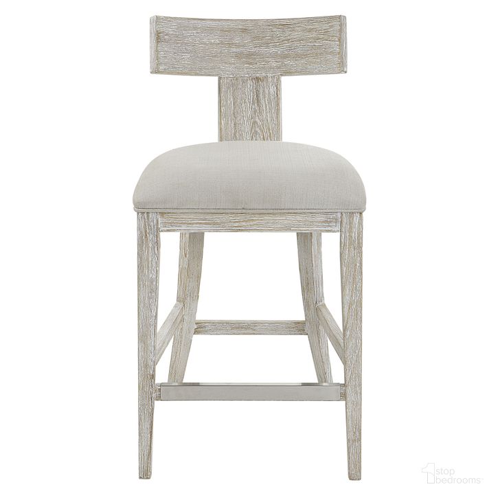 The appearance of Uttermost Idris White Counter Stool designed by Uttermost in the modern / contemporary interior design. This white piece of furniture  was selected by 1StopBedrooms from Idris Collection to add a touch of cosiness and style into your home. Sku: 23693. Product Type: Barstool. Material: Rubberwood. Image1