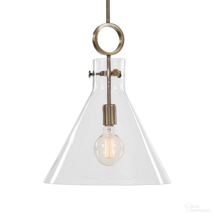 The appearance of Uttermost Imbuto Funnel Glass 1 Light Pendant designed by Uttermost in the modern / contemporary interior design. This brass piece of furniture  was selected by 1StopBedrooms from Imbuto Collection to add a touch of cosiness and style into your home. Sku: 21548. Material: Glass. Product Type: Pendant Lighting. Image1