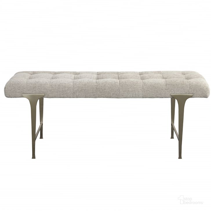 The appearance of Uttermost Imperial Upholstered Gray Bench designed by Uttermost in the modern / contemporary interior design. This gray piece of furniture  was selected by 1StopBedrooms from Imperial Collection to add a touch of cosiness and style into your home. Sku: 23765. Product Type: Bench. Material: Iron. Image1