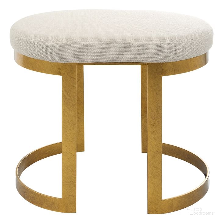 The appearance of Uttermost Infinity Gold Accent Stool designed by Uttermost in the modern / contemporary interior design. This gold piece of furniture  was selected by 1StopBedrooms from Infinity Collection to add a touch of cosiness and style into your home. Sku: 23698. Material: MDF. Product Type: Accent Stool. Image1