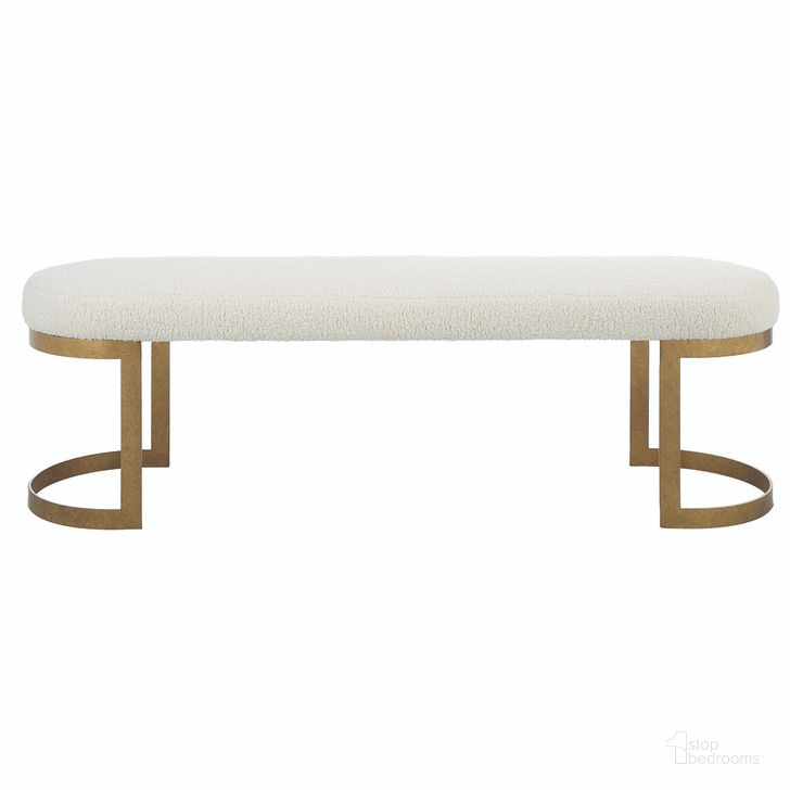 The appearance of Uttermost Infinity Gold Bench designed by Uttermost in the modern / contemporary interior design. This gold piece of furniture  was selected by 1StopBedrooms from Infinity Collection to add a touch of cosiness and style into your home. Sku: 23757. Material: Metal. Product Type: Bench. Image1